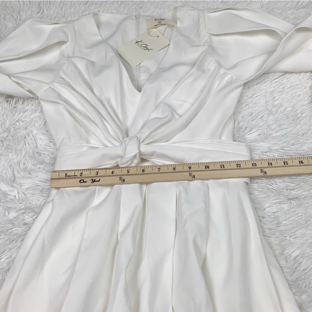 K Closer long sleeve v neck dress bubble hem pleated - Picture 4 of 9